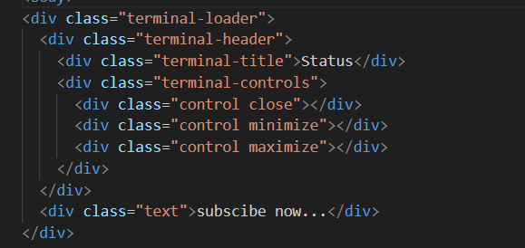 HTML structure for terminal animation